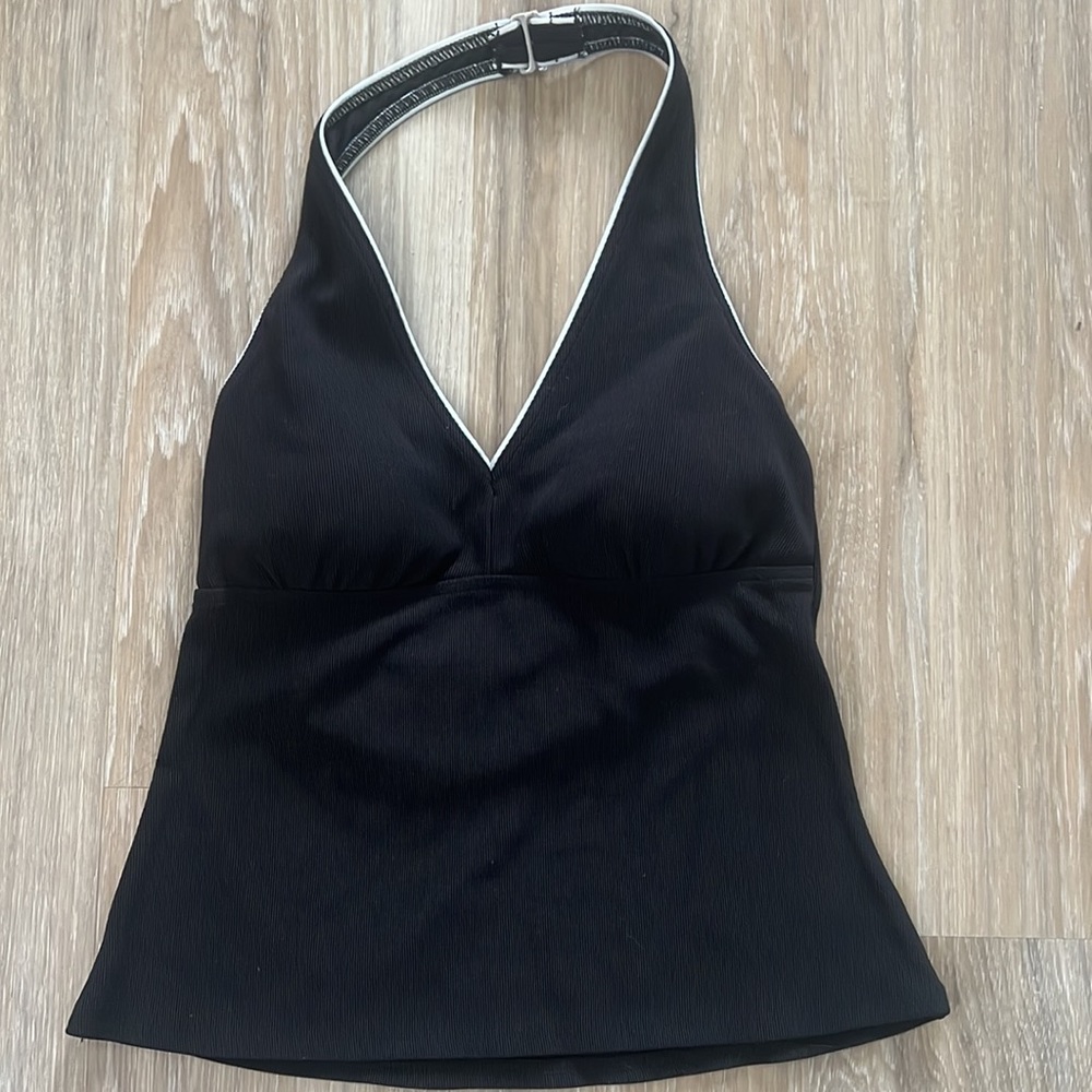Lands End Swim ribbed material Tankini halter Top Size 10